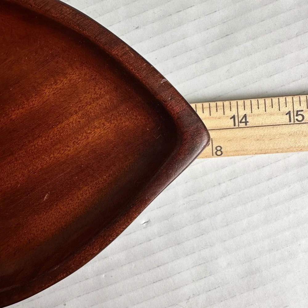 Tropical Brand‎ Leaf Serving Tray Brown Wood Divided 3 Section Vintage